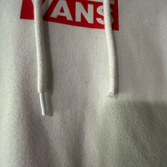 Vans Women's White Hoodie with Red Stitching - Picture 5 of 8